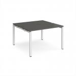 Adapt back to back desks 1200mm x 1200mm - white frame, storm grey top E1212-WH-OG