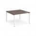 Adapt back to back desks 1200mm x 1200mm - white frame, walnut top E1212-WH-W