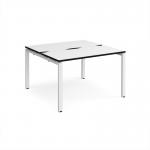 Adapt back to back desks 1200mm x 1200mm - white frame, white top, black edge E1212-WH-WK