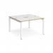 Adapt back to back desks 1200mm x 1200mm - white frame, white top with oak edging E1212-WH-WO