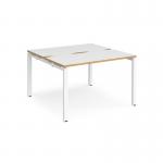 Adapt back to back desks 1200mm x 1200mm - white frame, white top with oak edging E1212-WH-WO