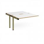Adapt add on unit single 1200mm x 1600mm - green frame, white top, oak edge E1216-AB-GN-WO