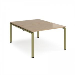 Adapt back to back desks 1200mm x 1600mm - green frame, kendal oak top