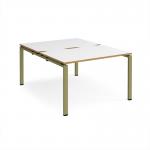 Adapt back to back desks 1200mm x 1600mm - green frame, white top, oak edge E1216-GN-WO