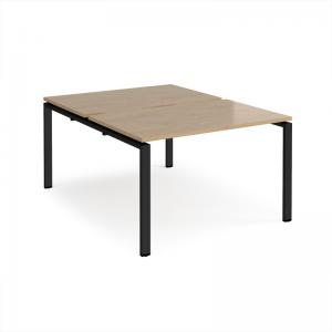 Adapt back to back desks 1200mm x 1600mm - black frame, kendal oak top