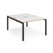 Adapt back to back desks 1200mm x 1600mm - black frame, white top with oak edging E1216-K-WO