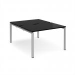 Adapt back to back desks 1200mm x 1600mm - silver frame, black top E1216-S-BK