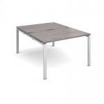 Adapt starter units back to back 1200mm x 1600mm - silver frame, grey oak top E1216-SB-S-GO