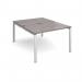 Adapt back to back desks 1200mm x 1600mm - silver frame, grey oak top E1216-S-GO