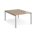 Adapt back to back desks 1200mm x 1600mm - silver frame, kendal oak top E1216-S-KO