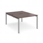 Adapt back to back desks 1200mm x 1600mm - silver frame, walnut top E1216-S-W