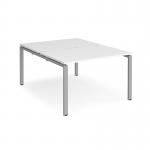 Adapt back to back desks 1200mm x 1600mm - silver frame, white top E1216-S-WH