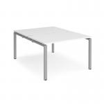 Adapt back to back desks 1200mm x 1600mm - silver frame, white top E1216-S-WH