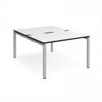Adapt back to back desks 1200mm x 1600mm - silver frame, white top, black edge E1216-S-WK