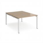 Adapt back to back desks 1200mm x 1600mm - white frame, kendal oak top E1216-WH-KO