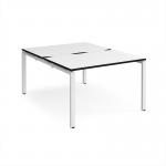 Adapt back to back desks 1200mm x 1600mm - white frame, white top, black edge E1216-WH-WK