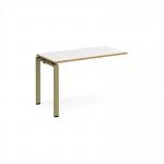 Adapt add on unit single 1200mm x 600mm - green frame, white top, oak edge E126-AB-GN-WO