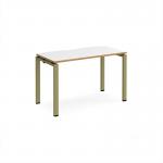 Adapt single desk 1200mm x 600mm - green frame, white top, oak edge E126-GN-WO
