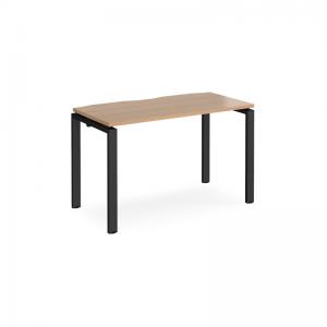 Adapt single desk 1200mm x 600mm - black frame, beech top E126-K-B