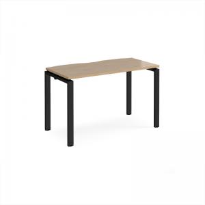 Adapt single desk 1200mm x 600mm - black frame, kendal oak top