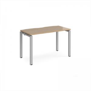 Adapt single desk 1200mm x 600mm - silver frame, kendal oak top