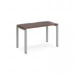 Adapt single desk 1200mm x 600mm - silver frame and walnut top