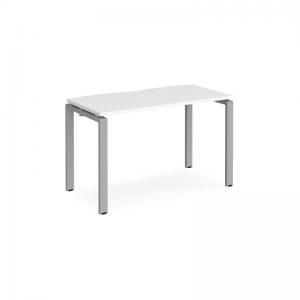 Adapt single desk 1200mm x 600mm - silver frame, white top E126-S-WH