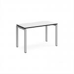 Adapt single desk 1200mm x 600mm - silver frame, white top, black edge E126-S-WK