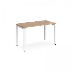 Adapt single desk 1200mm x 600mm - white frame, beech top E126-WH-B