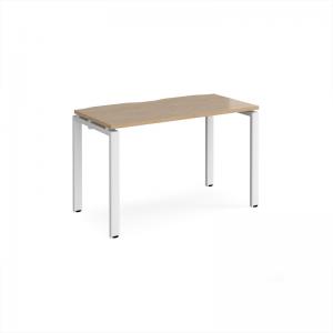 Adapt single desk 1200mm x 600mm - white frame, kendal oak top