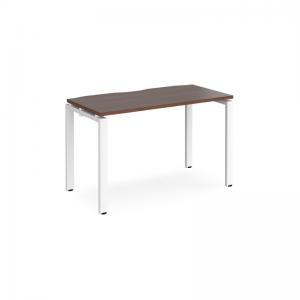 Adapt single desk 1200mm x 600mm - white frame, walnut top E126-WH-W