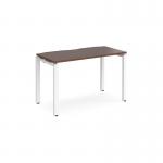 Adapt single desk 1200mm x 600mm - white frame, walnut top E126-WH-W