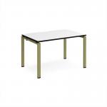 Adapt single desk 1200mm x 800mm - green frame, white top, black edge E128-GN-WK