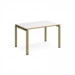 Adapt single desk 1200mm x 800mm - green frame, white top, oak edge E128-GN-WO