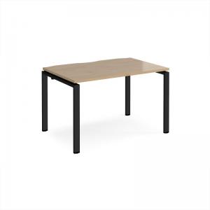 Adapt single desk 1200mm x 800mm - black frame, kendal oak top