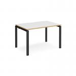 Adapt single desk 1200mm x 800mm - black frame, white top with oak edging E128-K-WO