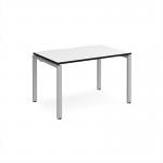 Adapt single desk 1200mm x 800mm - silver frame, white top, black edge E128-S-WK