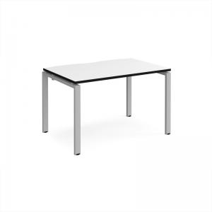 Adapt single desk 1200mm x 800mm - silver frame, white top, black edge