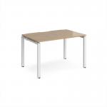 Adapt single desk 1200mm x 800mm - white frame, kendal oak top E128-WH-KO
