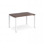 Adapt single desk 1200mm x 800mm - white frame, walnut top E128-WH-W