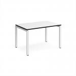 Adapt single desk 1200mm x 800mm - white frame, white top, black edge E128-WH-WK