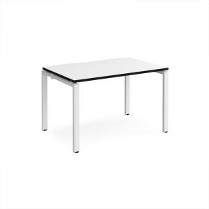 Adapt single desk 1200mm x 800mm - white frame, white top, black edge