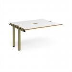 Adapt add on unit single 1400mm x 1200mm - green frame, white top, oak edge E1412-AB-GN-WO