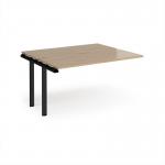 Adapt add on unit single 1400mm x 1200mm - black frame, kendal oak top E1412-AB-K-KO