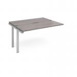 Adapt add on unit single 1400mm x 1200mm - silver frame, grey oak top E1412-AB-S-GO