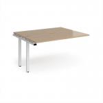 Adapt add on unit single 1400mm x 1200mm - white frame, kendal oak top E1412-AB-WH-KO