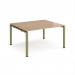 Adapt back to back desks 1400mm x 1200mm - green frame, beech top E1412-GN-B