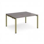 Adapt back to back desks 1400mm x 1200mm - green frame, grey oak top E1412-GN-GO
