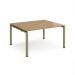 Adapt back to back desks 1400mm x 1200mm - green frame, oak top E1412-GN-O