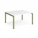 Adapt back to back desks 1400mm x 1200mm - green frame, white top E1412-GN-WH